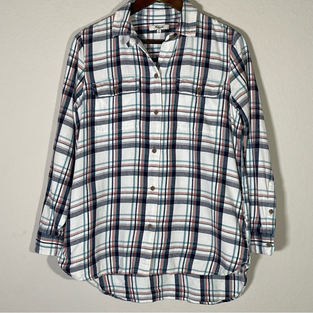 Madewell Lisse Flannel Ex-Boyfriend Plaid Flannel Shirt Size Medium w/ Pockets